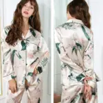Real Silk Pajama 100% Silk Sleepwear Thin Summer Long-Sleeve Two-Piece SILK Woman's Sets Female Fashion Printed - Image 5